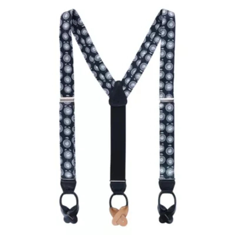 Ticking Time Clock Silk Button End Braces