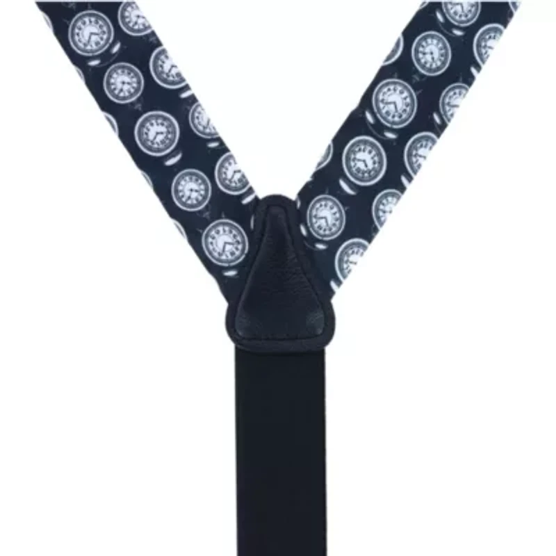 Ticking Time Clock Silk Button End Braces