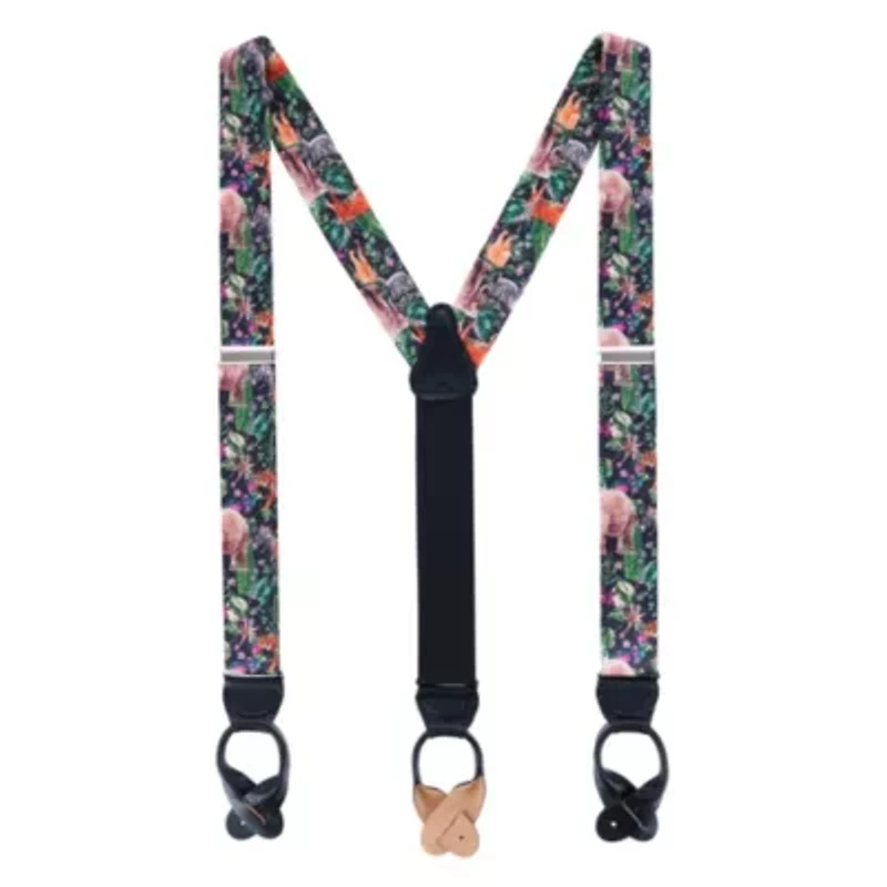 Animal Safari Silk Button End Braces