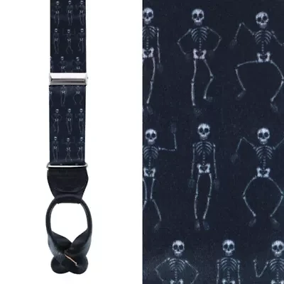 Davy Bones the Dancing Skeleton Silk Button End Braces