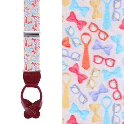 The Fashionisto Tie and Glasses Linen Button Braces