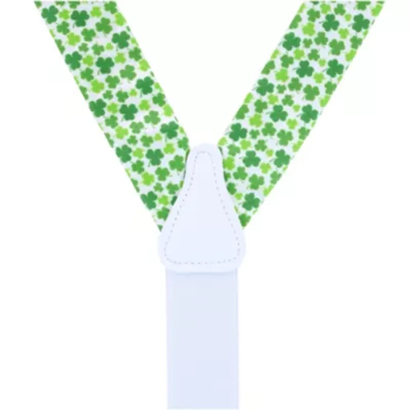 White Shamrock Silk Button End Braces