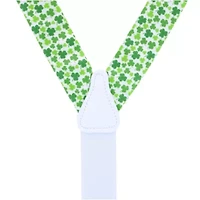 White Shamrock Silk Button End Braces