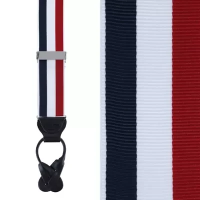 Balint 38MM Striped Non Stretch Grosgrain Ribbon Button End Braces