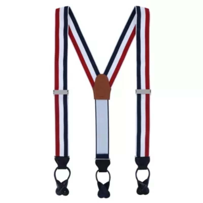 Balint 38MM Striped Non Stretch Grosgrain Ribbon Button End Braces