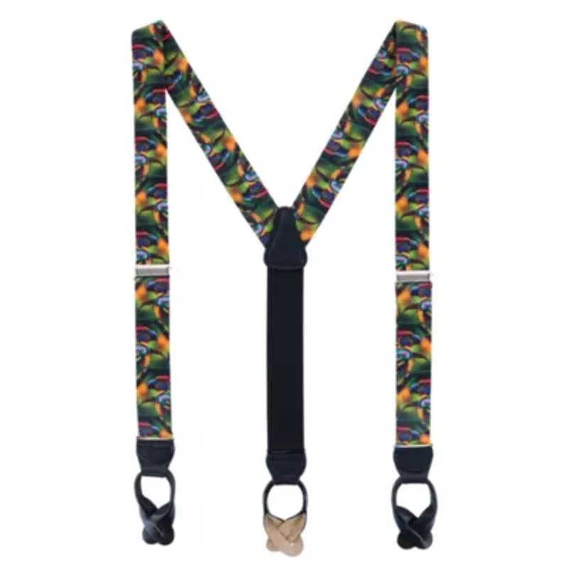 Jungle Parrot Silk Button End Braces