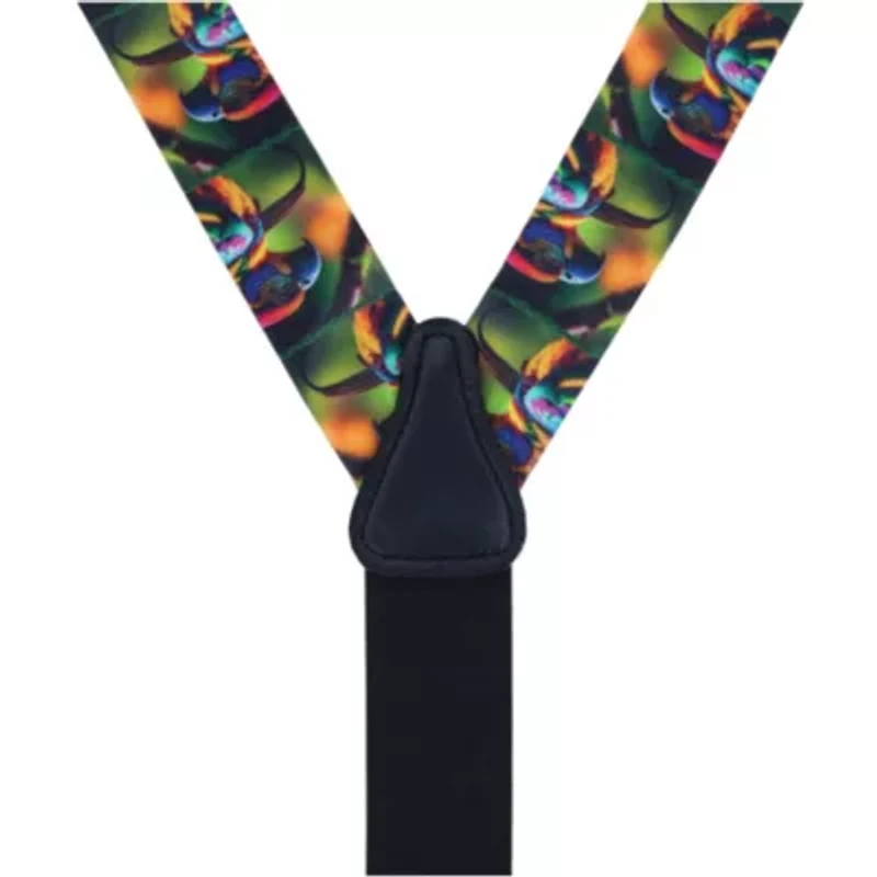 Jungle Parrot Silk Button End Braces