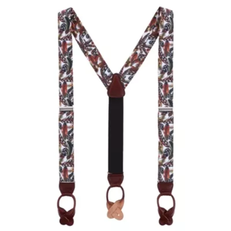 Birds of a Feather Linen Button End Braces