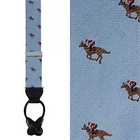 Down The Stretch Racehorse Linen Blend Button End Braces