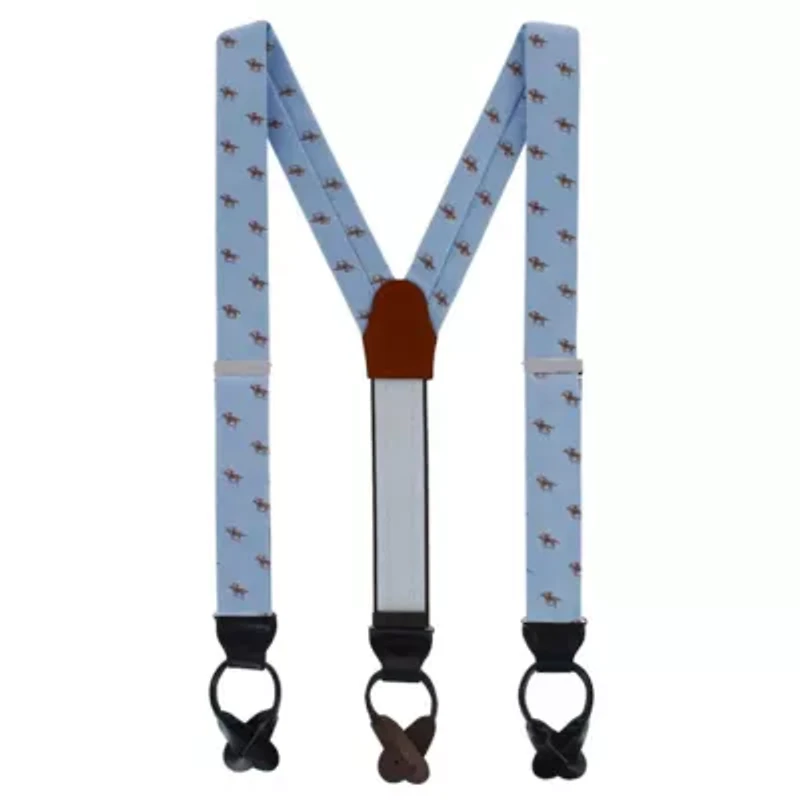 Down The Stretch Racehorse Linen Blend Button End Braces
