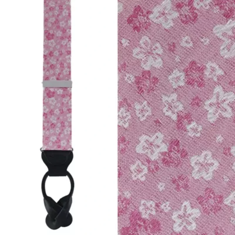 Hanami Cherry Blossom Burst Linen Blend Novelty Button End Braces