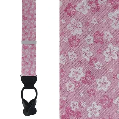 Hanami Cherry Blossom Burst Linen Blend Novelty Button End Braces