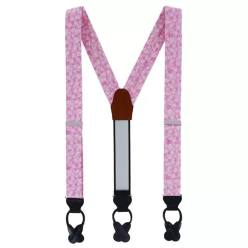 Hanami Cherry Blossom Burst Linen Blend Novelty Button End Braces