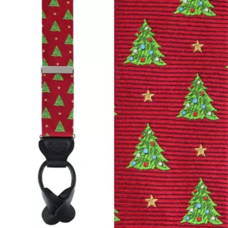 Big and Tall Oh Christmas Tree Novelty Silk Button End Braces