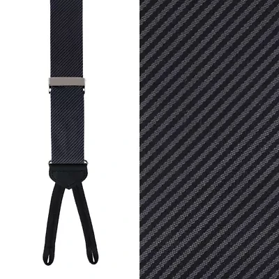 Big & Tall Leyton Diagonal Lined Tone on Tone Silk Formal End Braces