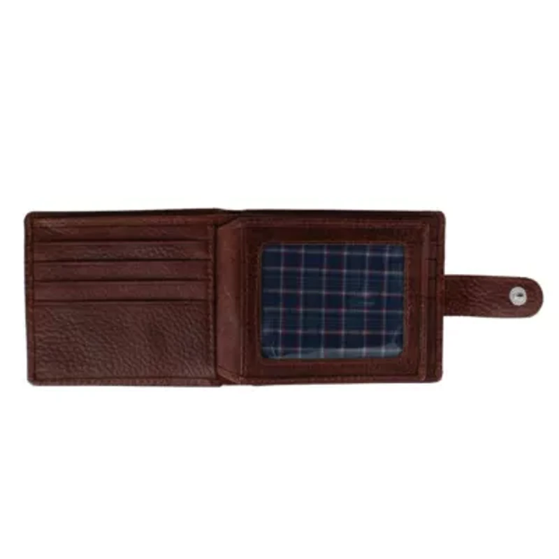 Parker Pebbled Leather Bi-Fold Wallet with ID Window and Popper Fastener