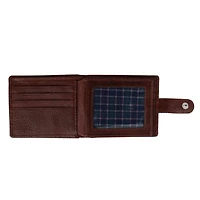 Parker Pebbled Leather Bi-Fold Wallet with ID Window and Popper Fastener