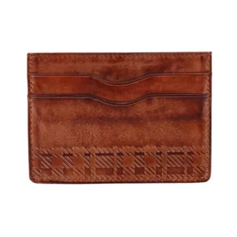 Caelen Plaid Embossed RFID Leather Card Case