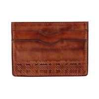 Caelen Plaid Embossed RFID Leather Card Case
