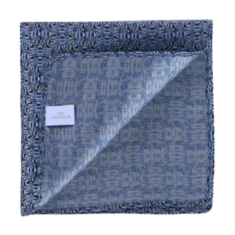 Benito's Blue Basketweave Patterned Silk Pocket Square