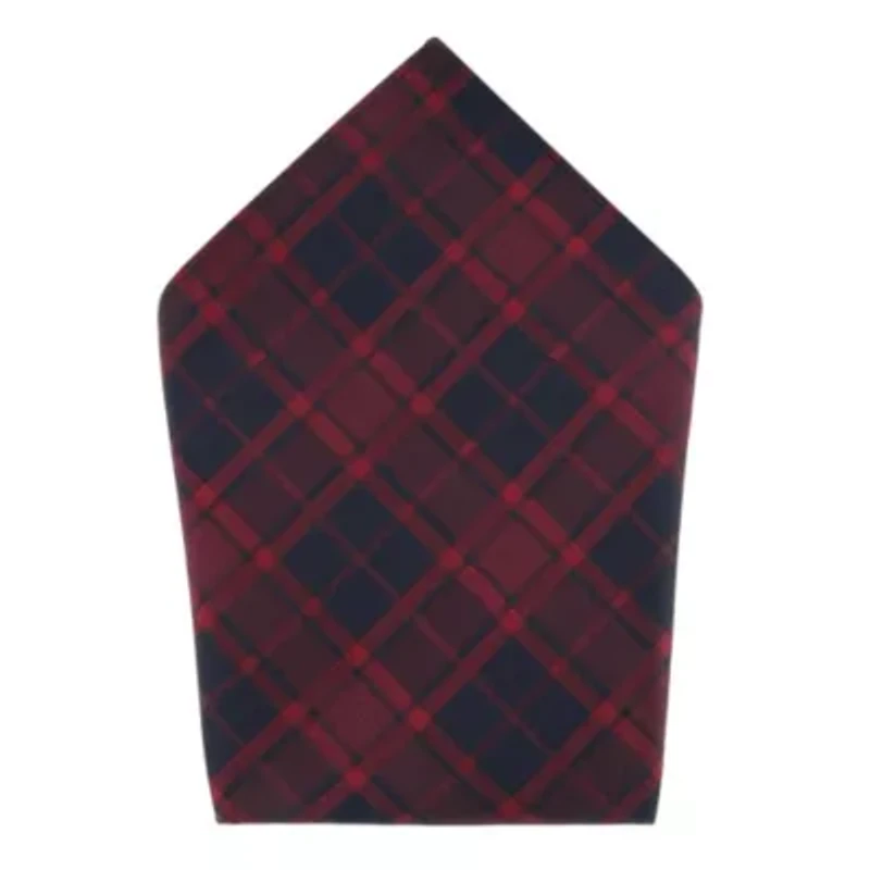 Kincade Red Blackwatch Plaid Silk Pocket Square