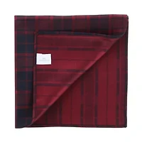 Kincade Red Blackwatch Plaid Silk Pocket Square