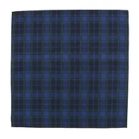 Ives Green and Navy Blackwatch Plaid Silk Pocket Square