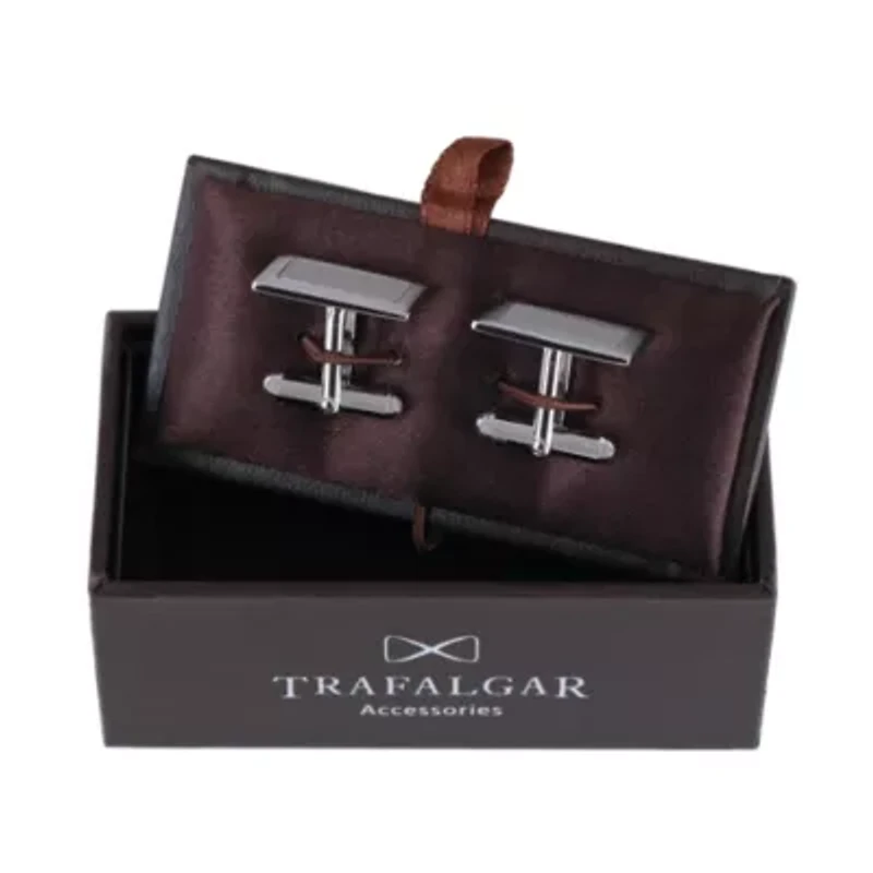 Sterling Silver Rectangle Engine Turned Cufflinks