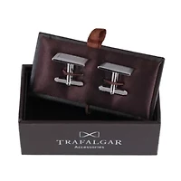 Sterling Silver Rectangle Engine Turned Cufflinks