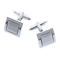 The Plaza Square Rhodium Over Brass Formal Set (Cufflinks & Tuxedo Studs)