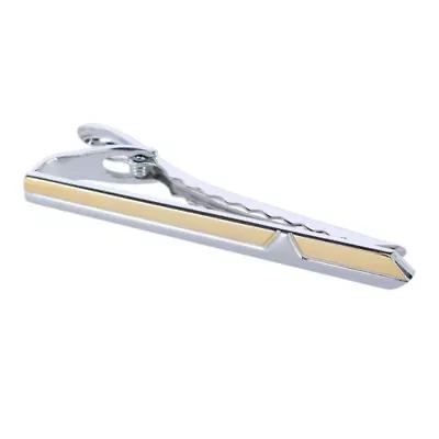 Brushed Rhodium and Shiny Gold Tie Bar