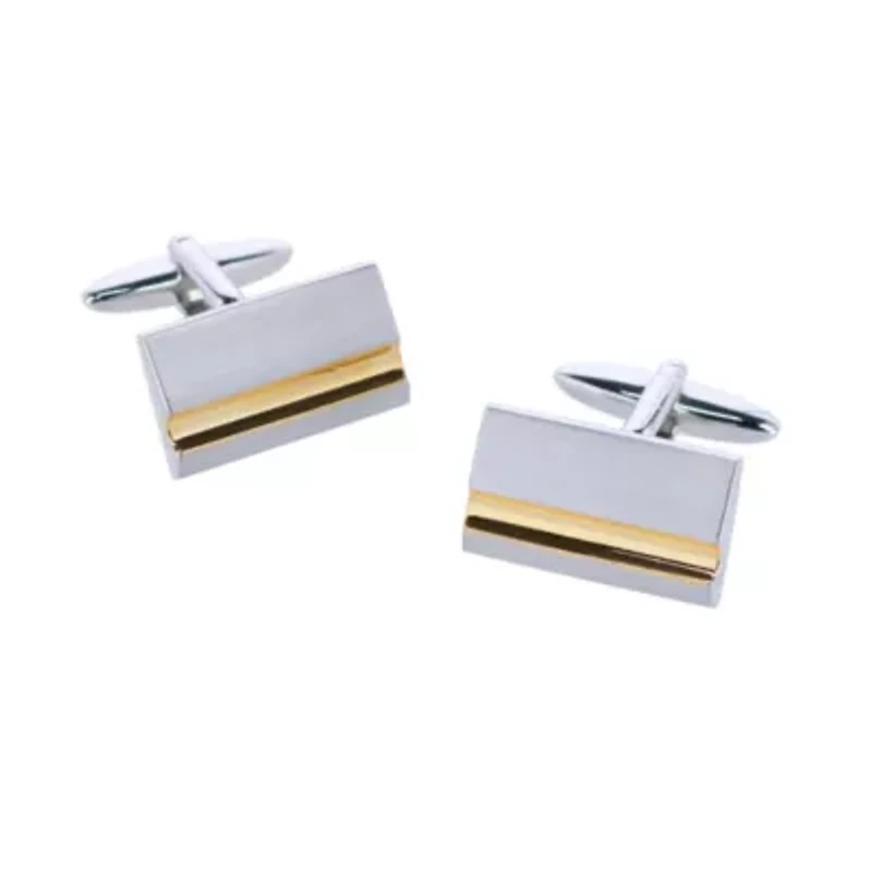 Stately Shiny Gold and Brushed Rhodium Cufflinks