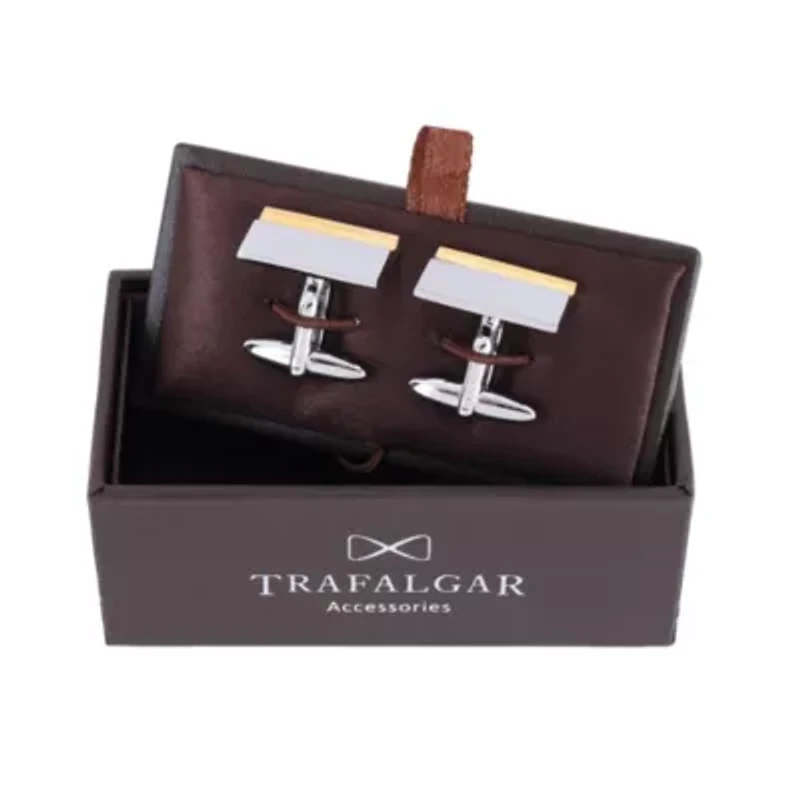 Stately Shiny Gold and Brushed Rhodium Cufflinks