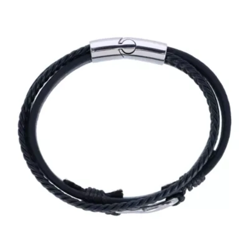 Loose Fit Infinity 3 Band Secure Clasp Leather Bracelet