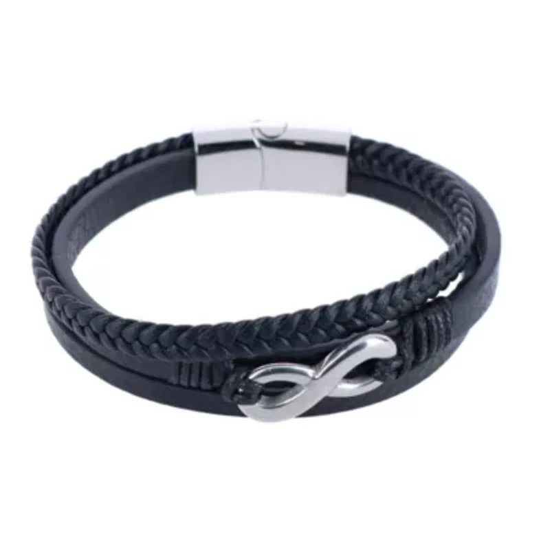 Infinity Triple Band Secure Clasp Leather Bracelet