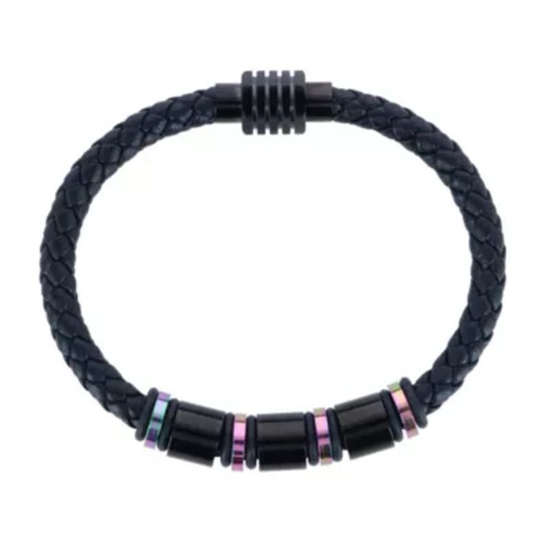 Subtle Color Magnetic Secure Clasp Leather Bracelet