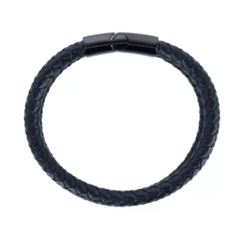 Simple Double Band Braided Secure Clasp Leather Bracelet
