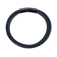 Simple Double Band Braided Secure Clasp Leather Bracelet