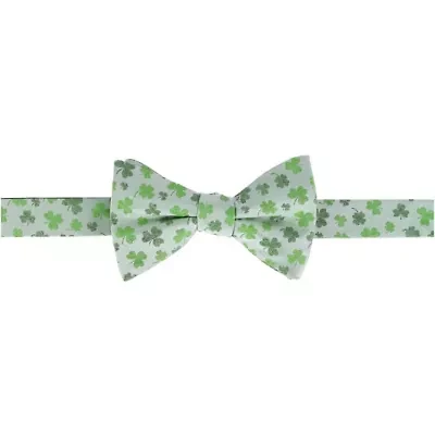 White Shamrock Novelty Silk Bow Tie
