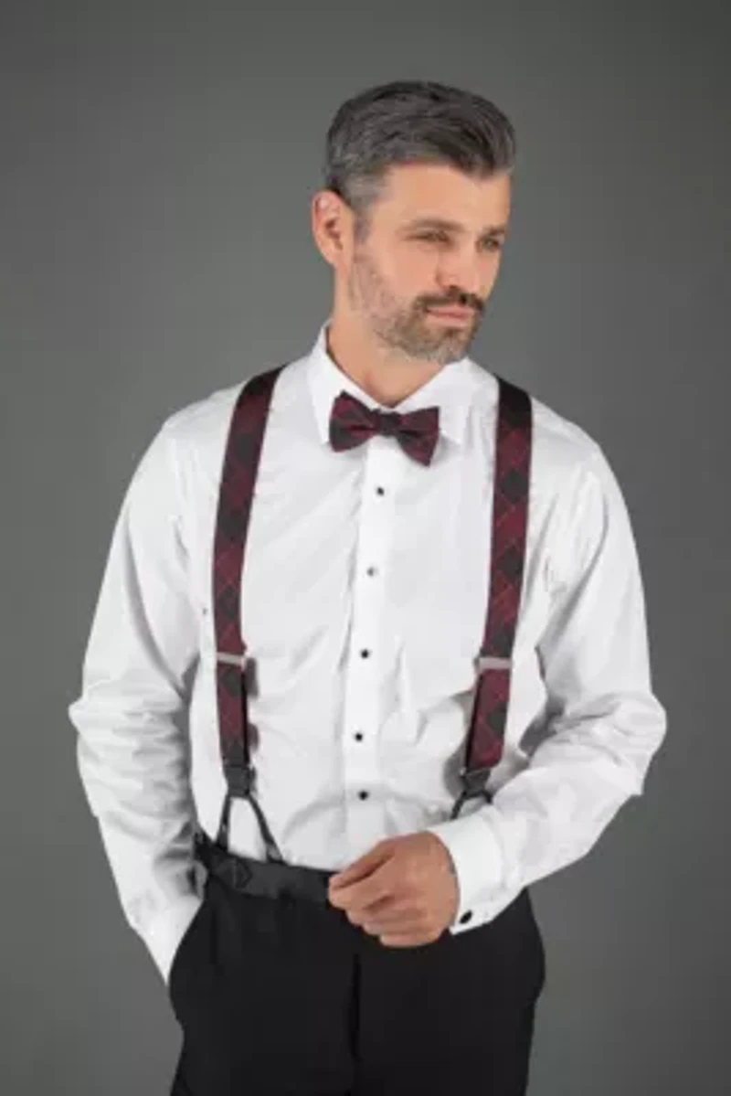 Kincade Red Blackwatch Plaid Silk Bow Tie