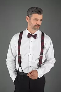 Kincade Red Blackwatch Plaid Silk Bow Tie
