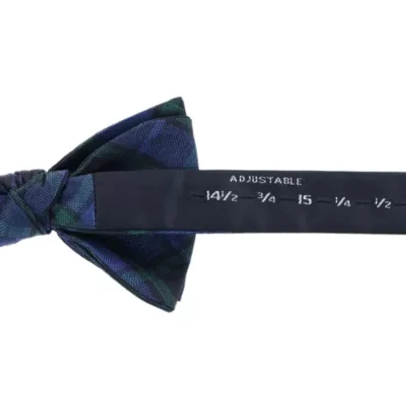 Ives Green and Navy Blackwatch Plaid Silk Bow Tie