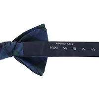 Ives Green and Navy Blackwatch Plaid Silk Bow Tie