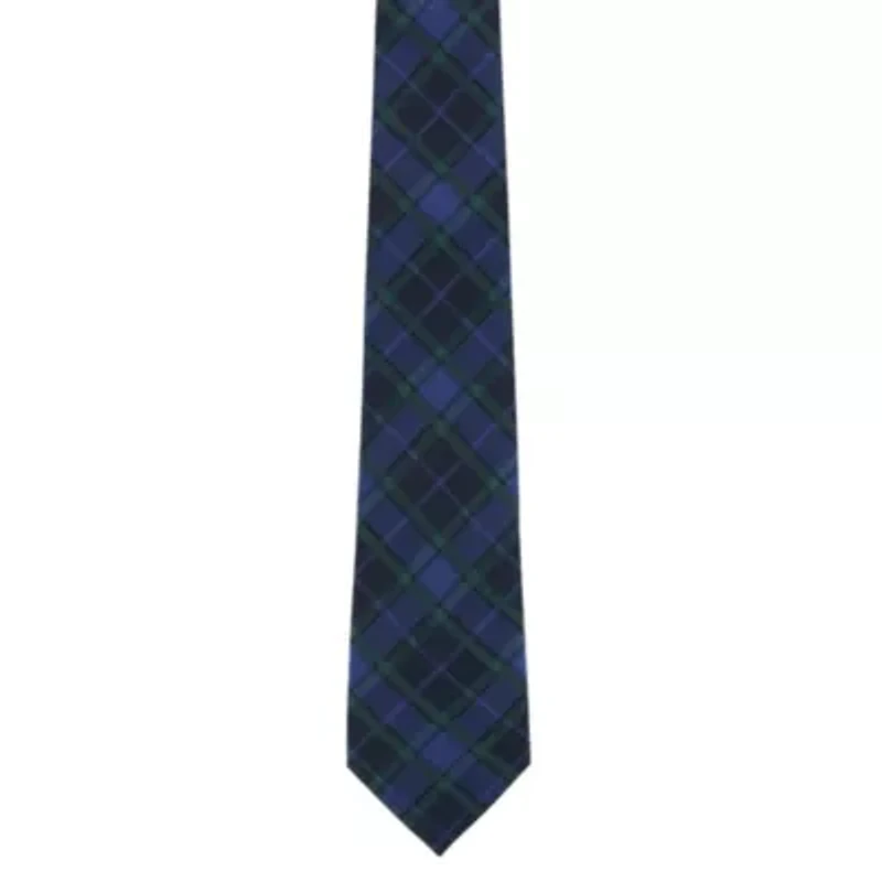 Ives Green and Navy Blackwatch Plaid Silk Necktie