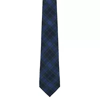 Ives Green and Navy Blackwatch Plaid Silk Necktie
