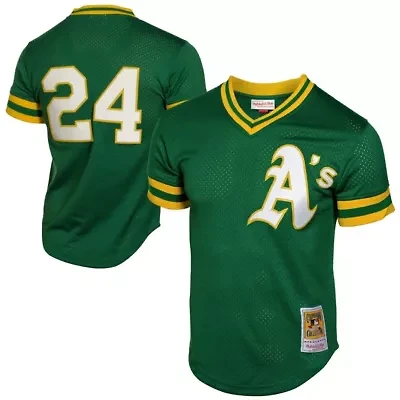 Oakland Athletics MLB Rickey Henderson 1991 Cooperstown Mesh Batting Practice Jersey