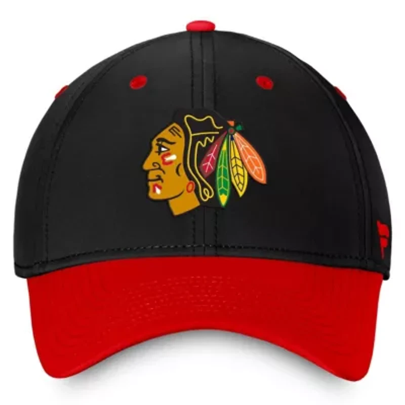 NHL Fanatics Black/Red Chicago Blackhawks Authentic Pro Rink Two-Tone Flex Hat