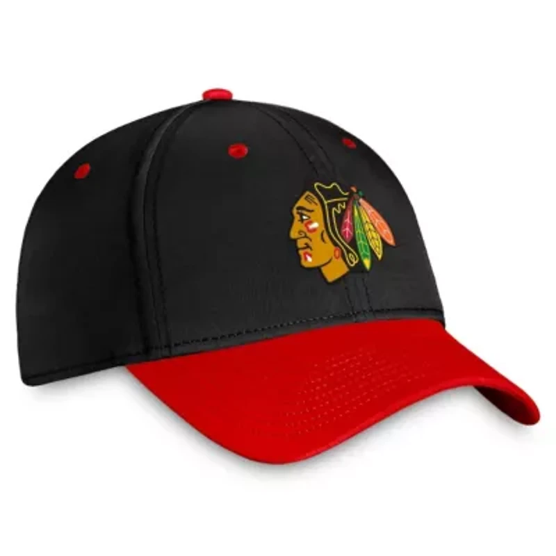 NHL Fanatics Black/Red Chicago Blackhawks Authentic Pro Rink Two-Tone Flex Hat