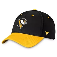 NHL Fanatics Black/Gold Pittsburgh Penguins Authentic Pro Rink Two-Tone Flex Hat