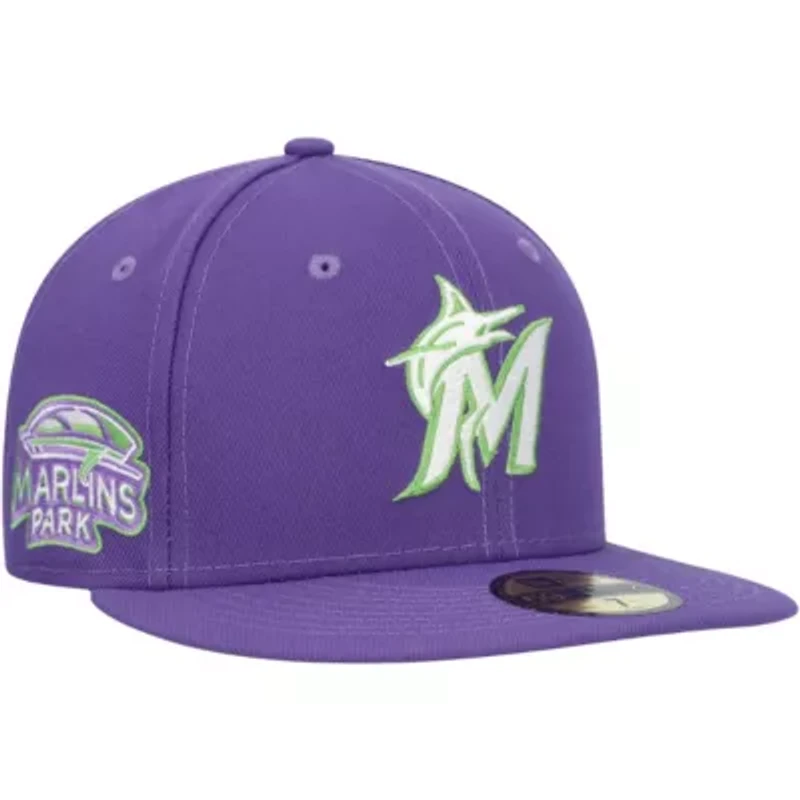 MLB Miami Marlins Lime Side Patch 59FIFTY Fitted Hat
